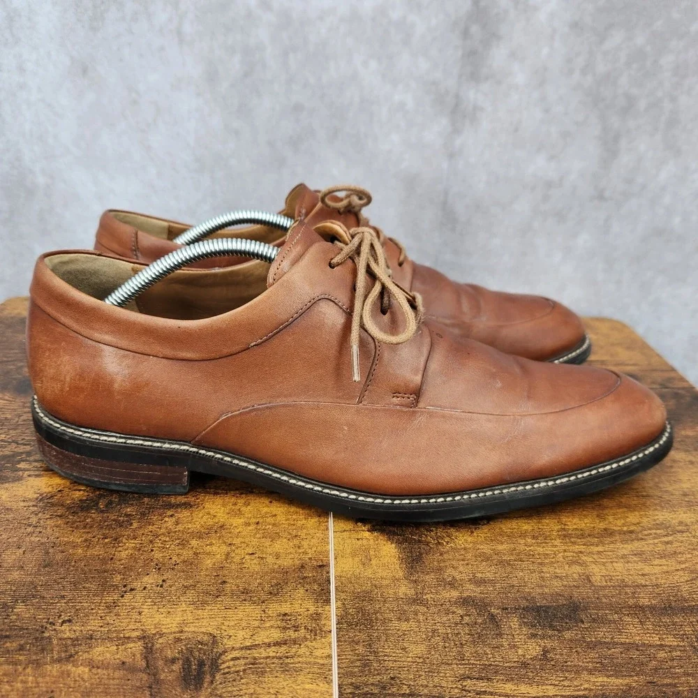 Cole Haan Warren Oxford Shoes Mens 11.5 M‎  Brown Leather Apron Toe Derby Shoes
